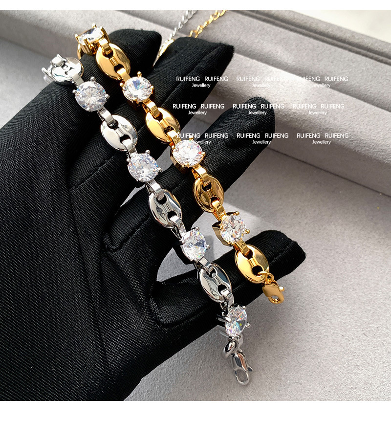 Summer Luxury  Zircon Pig Nose Bracelet Women's Elegant Geometric Pattern High-grade Fashion Jewelry