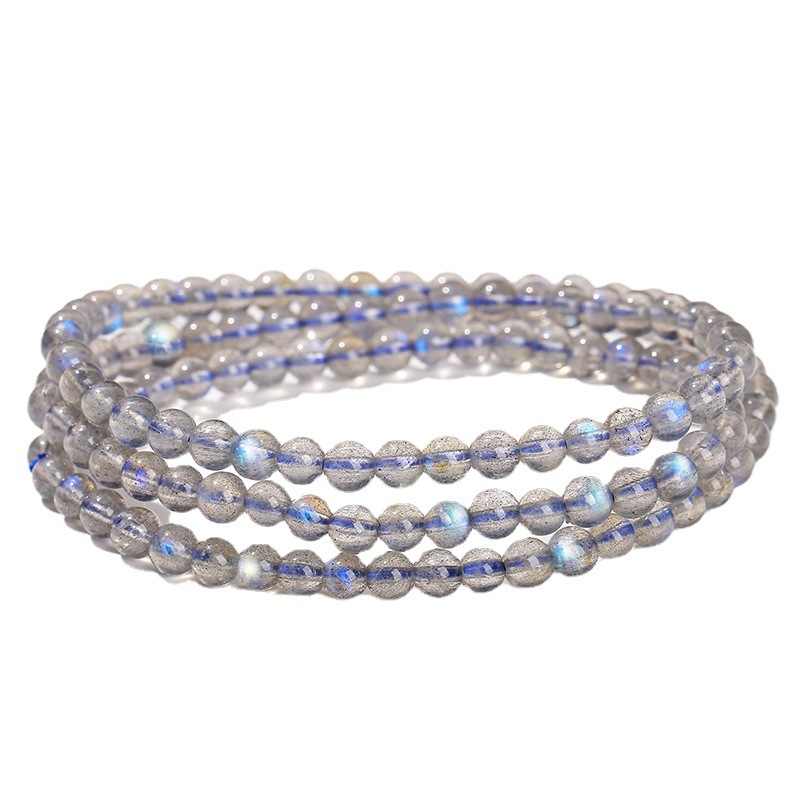 Fashion Multi-Circle Bracelet Natural Blue Light Round Bead Accessories Geometric Pattern Gray Moonstone Multifunctional Jewelry Hand Accessory Unisex