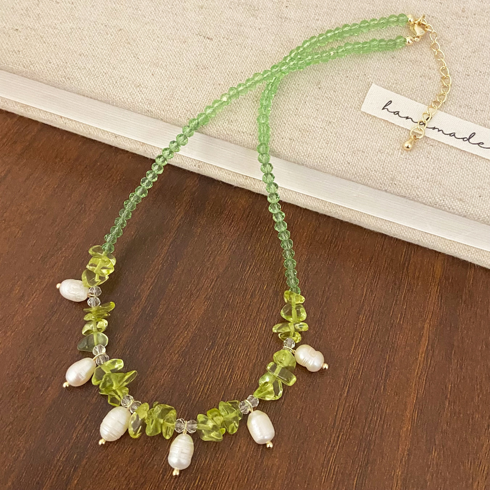 Summer Fresh Fashion Natural Rock Crystal Freshwater Pearl Necklace Versatile Elegant Jewelry Accessory For Women Geometric Pattern