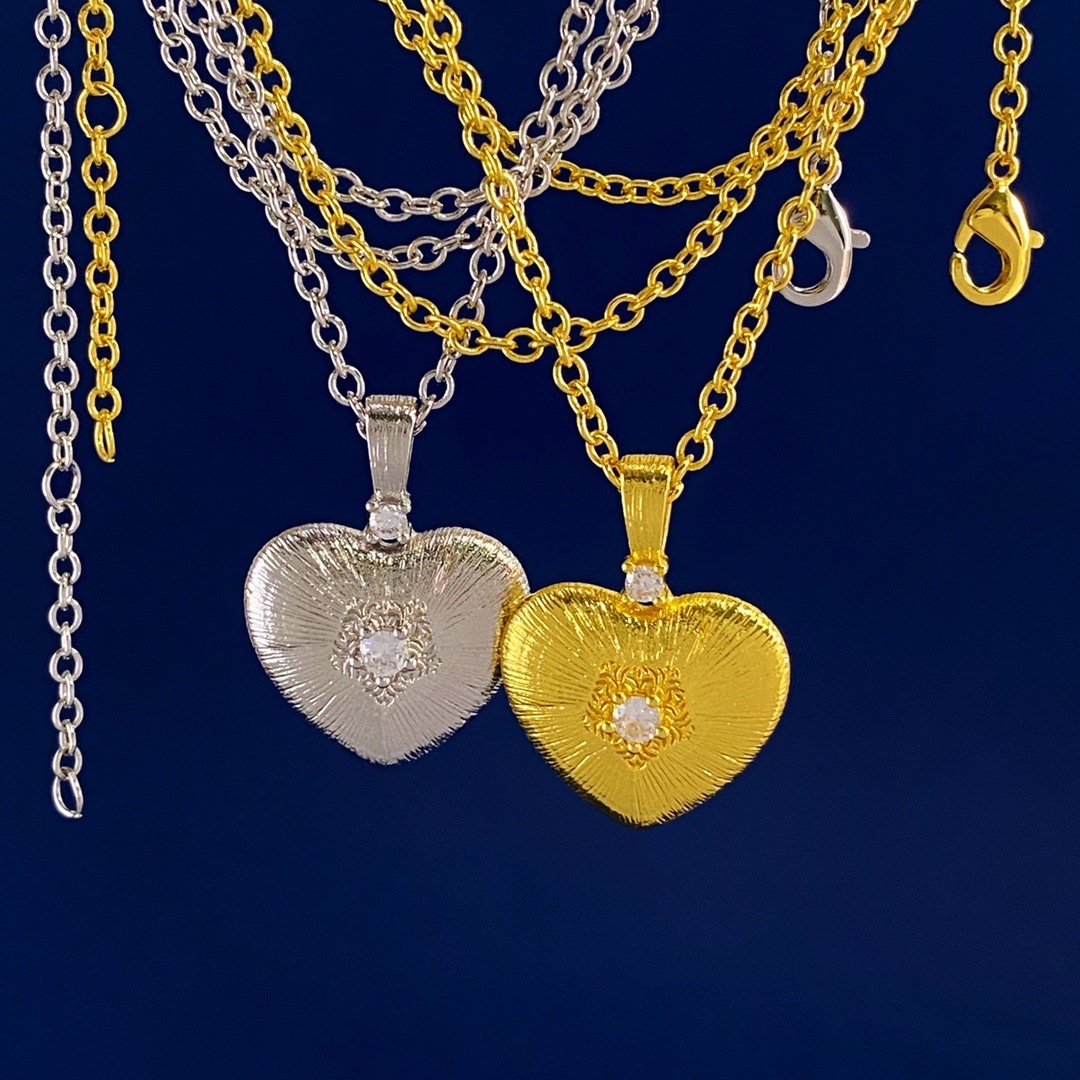 Women's Brass Cable Chain Heart Shape Pendant Necklace Brass Jewelry