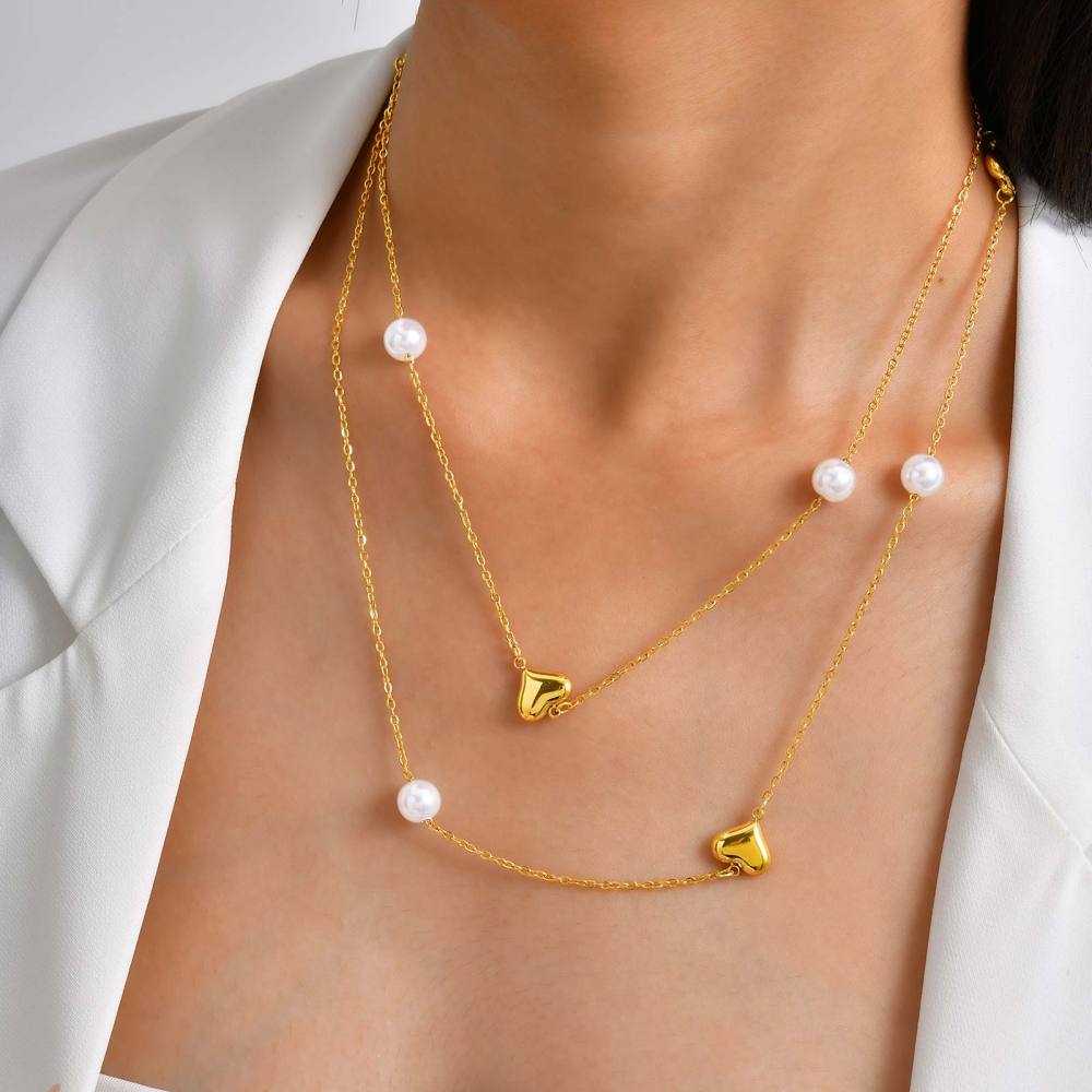 Stainless Steel Geometric Design Necklace Multi-style Women's High-end Jewelry Accessories Colorful Beads Irregular Shape Stackable