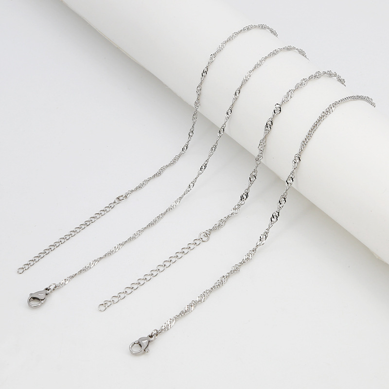 Stainless Steel Water Wave Chain Necklace Versatile DIY Jewelry Chain Unisex Fashion Simple Titanium Steel Clavicle Chain