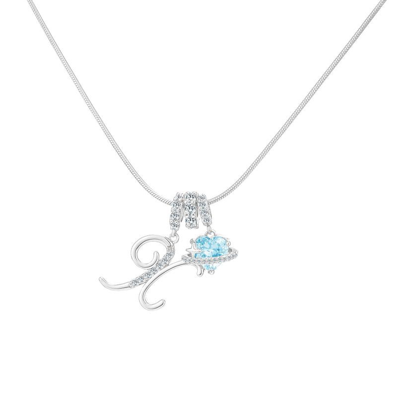 Sweet Heart Letter Pendant Necklace Jewelry Blue Sea Honey Best Friend Series Zircon Fairy Style For Women Copper Material