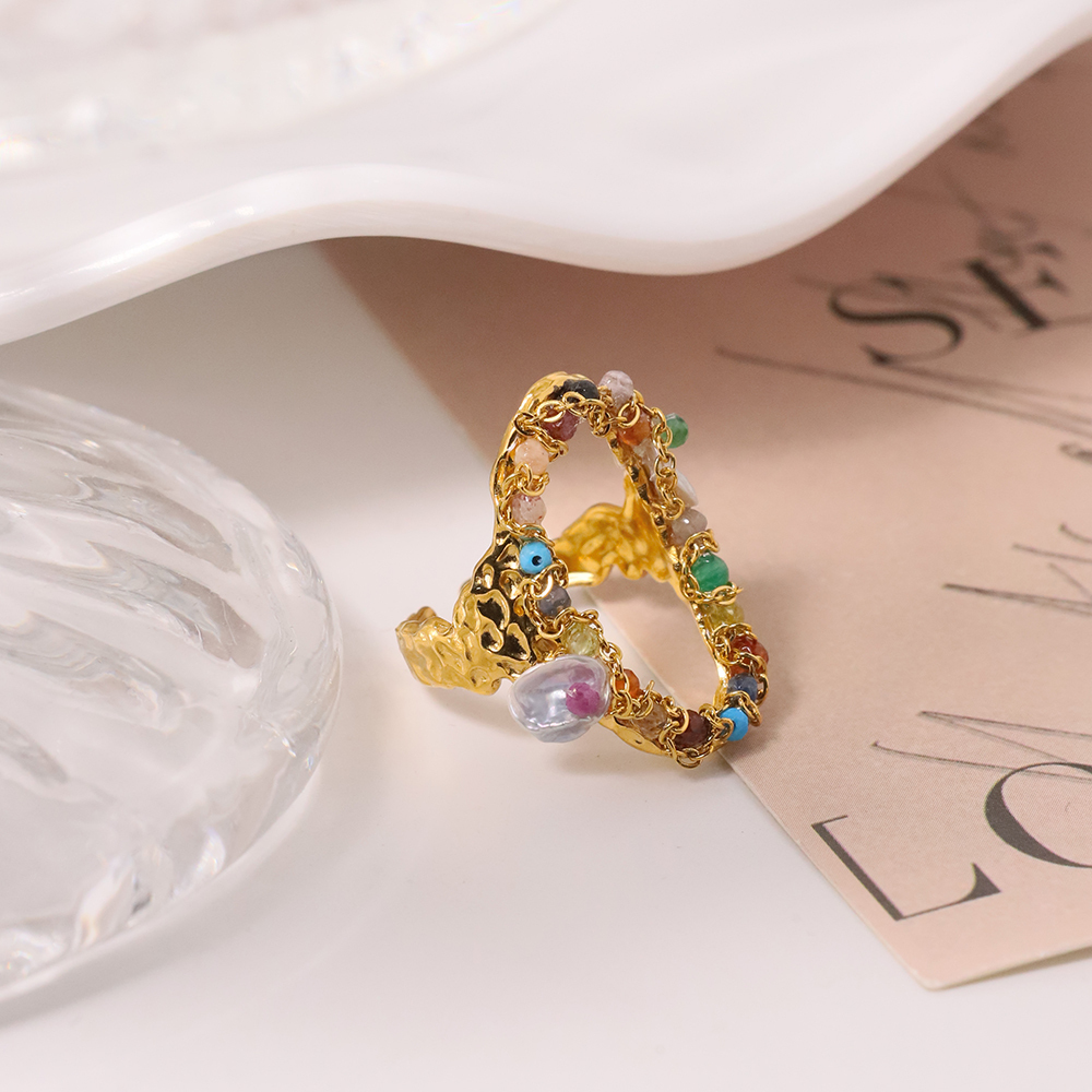 PVD Coated Gold Plated Color Block 304 Stainless Steel Simple Style Classic Style Waterproof Non Tarnish Rings