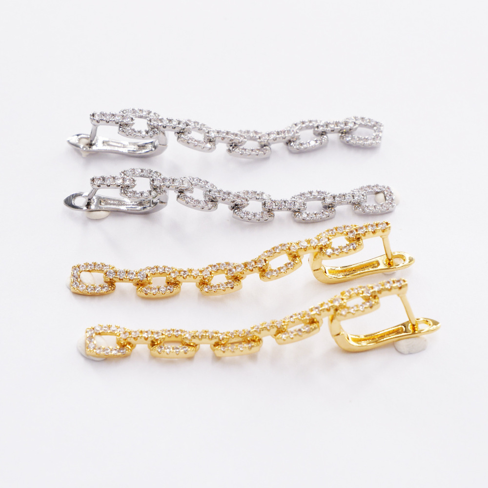 Designer Copper Earrings Micro Inlaid Zircon 18K Gold Plated U-Shaped Clip Earrings Women's Jewelry Accessories