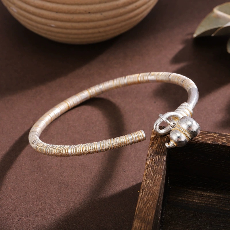 Silver Bracelet For Women Gold-Plated Fortune Gourd Open Vine Gourd Bracelet Youth Style Gift For Girlfriend New Chinese Style