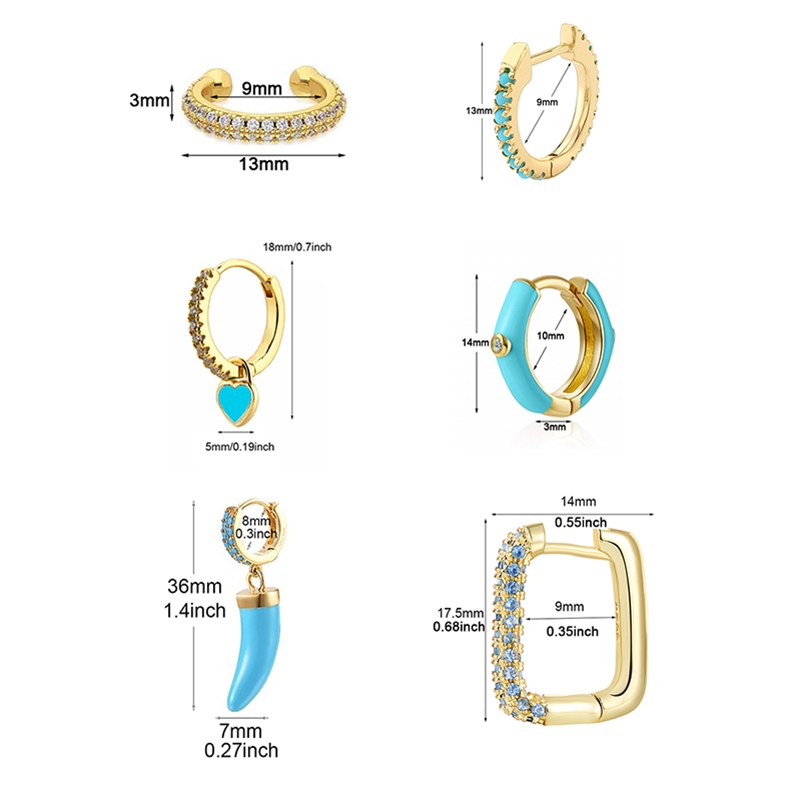 Luxury Zircon Earring Set Tiktok   Ins Style Round And Heart Shaped Gold Plated Copper Jewelry Accessories