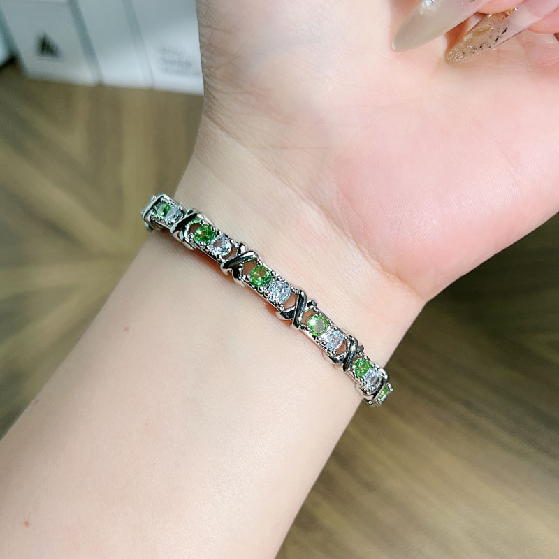 New Style Exquisite Colored Diamond Zircon Inlaid Cross Bracelet For Women Niche Design Genderless Style Versatile Light Luxury Bracelet