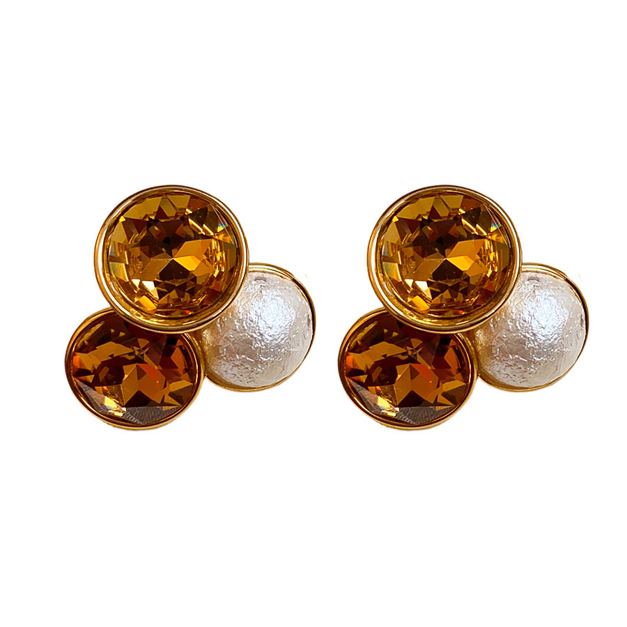 Vintage Gold Plated Silver Pin Diamond Earrings Multifunctional Women's Jewelry Geometric Snowflake Party Accessories