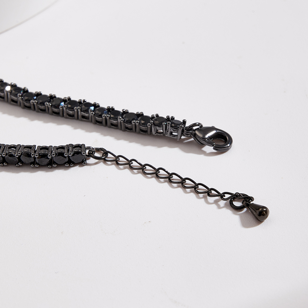 Trend Classic Copper Color Retention Electroplated INS Style Basic Style (Simple Style) Minimalist Style Handmade Zircon 3.2mm Tennis Chain Bracelet