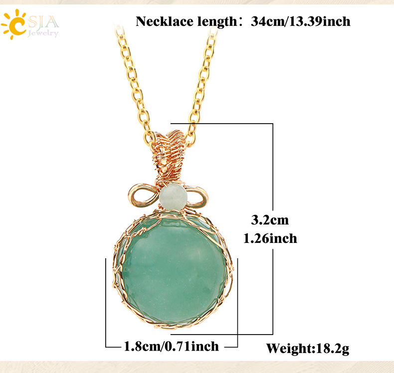 Natural Semi-precious Stone Crystal Necklace Set Fashion Geometric Pattern Pendant Jewelry Retro Style CSJA Jewelry Accessories