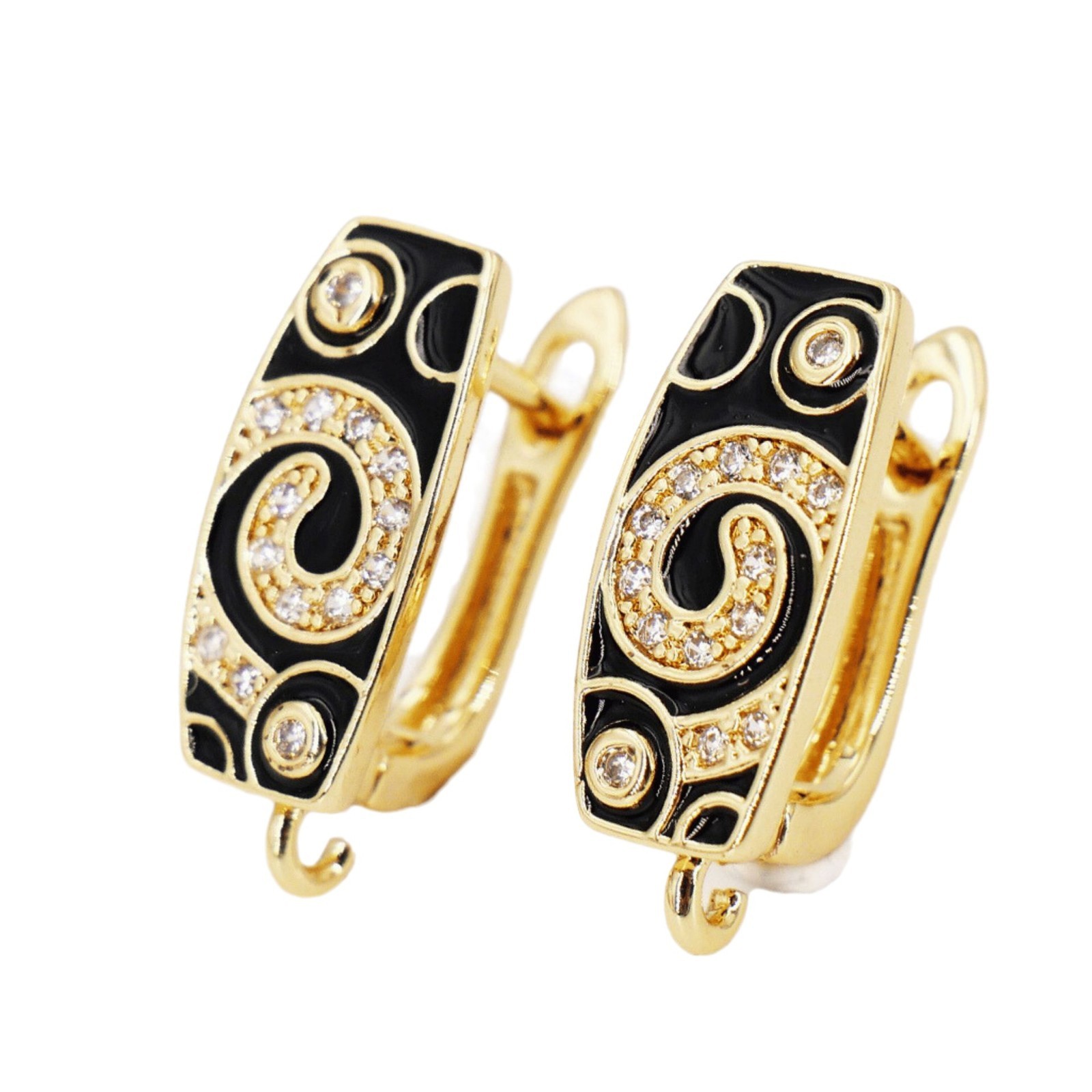18K Gold Plated Copper Micro Inlaid Zircon U-Shaped Spiral Hoop Earrings Women's Jewelry Accessories Color Retention DIY Earrings