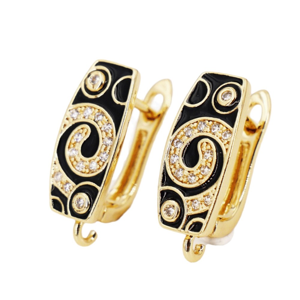 18K Gold Plated Copper Micro Inlaid Zircon U-Shaped Spiral Hoop Earrings Women's Jewelry Accessories Color Retention DIY Earrings