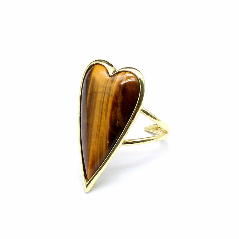 Retro Heart Shaped Purple Quartz Tiger Eye Stone Ring  Luxury Light Luxury DIY Accessories Sales Jewelry