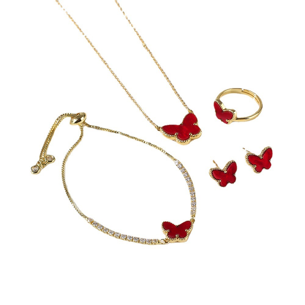 Copper Gold Plated Simple Style Classic Style Plating Butterfly Jewelry Set