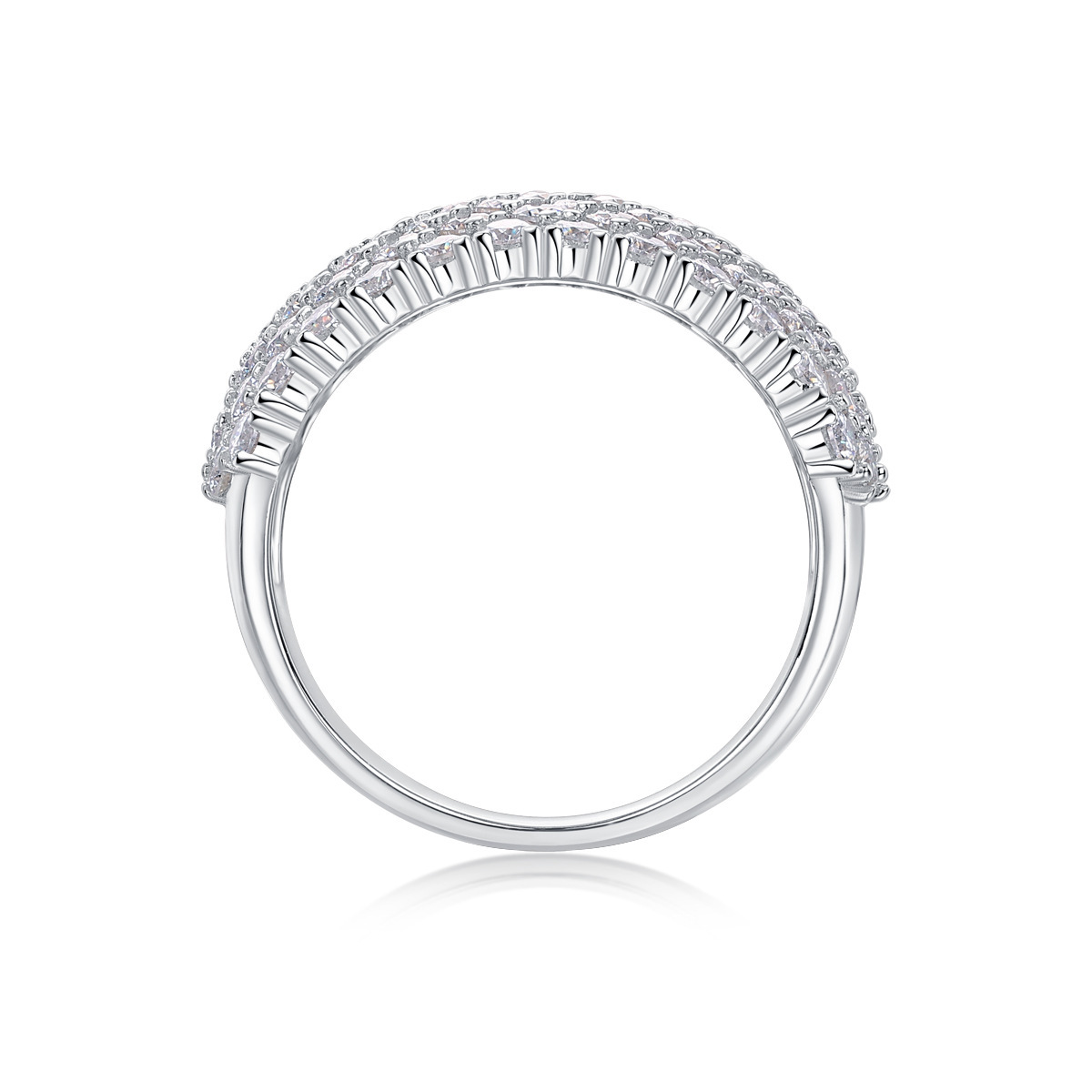 925 Sterling Silver Moissanite Geometric Rings GRA Certificate