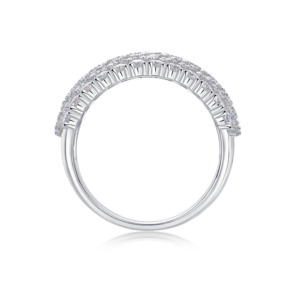 925 Sterling Silver Moissanite Geometric Rings GRA Certificate