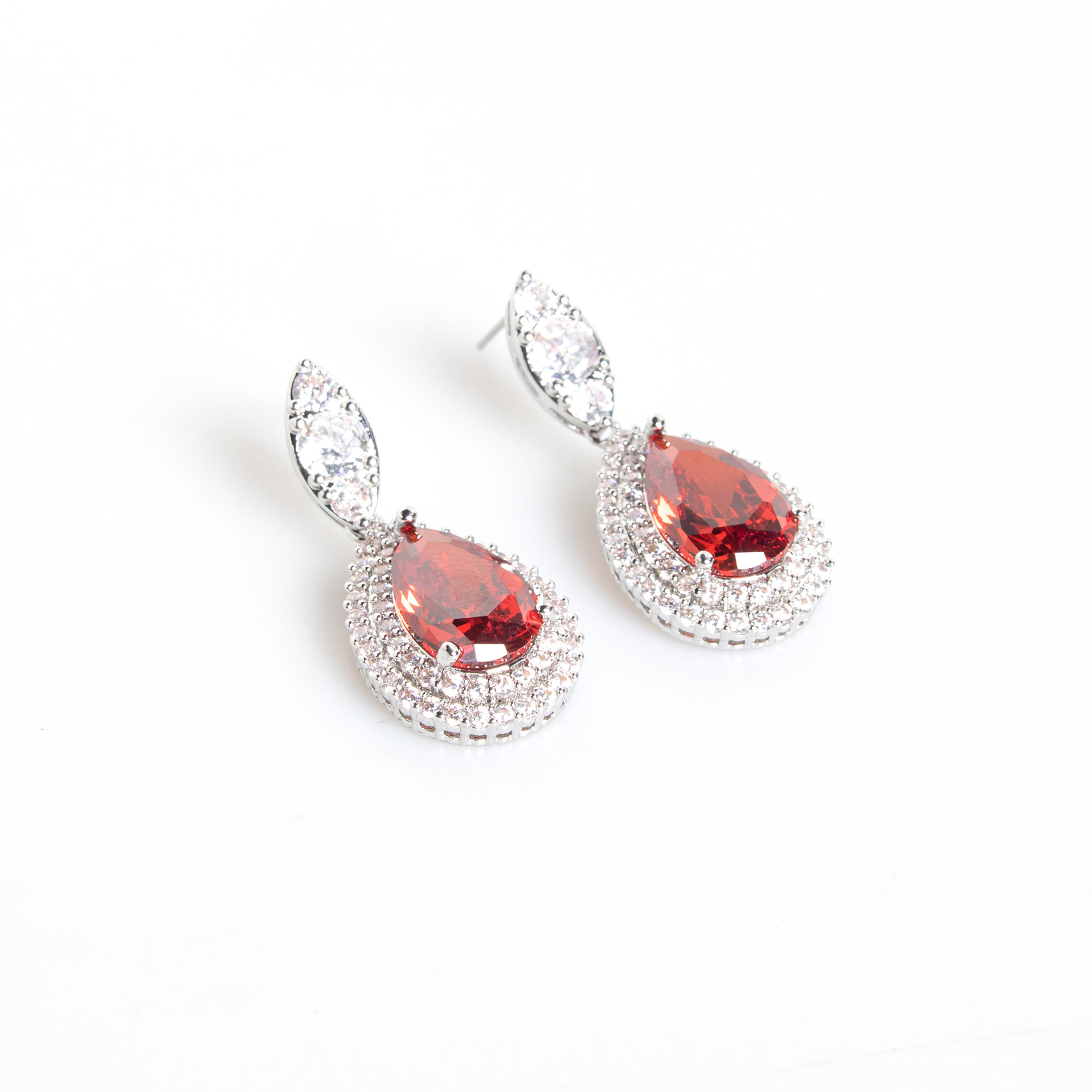 Wedding Bridal Set  Style Waterdrop Necklace Tassel Earrings Zirconia Jewelry Accessories Love Heart Pattern