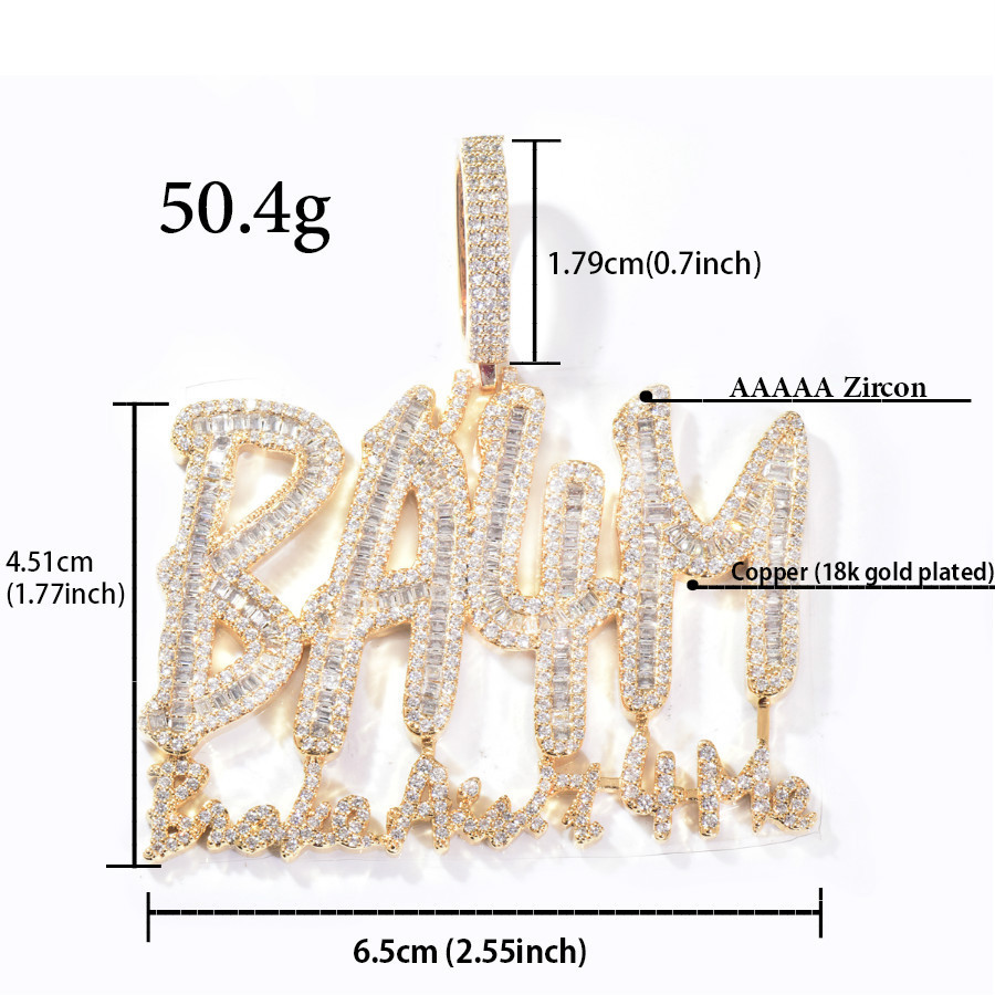 BA4M Hip Hop Letter Pendant Necklace Full Zircon 18K Gold English Fashion Accessory High-End Feelings Copper Crafted
