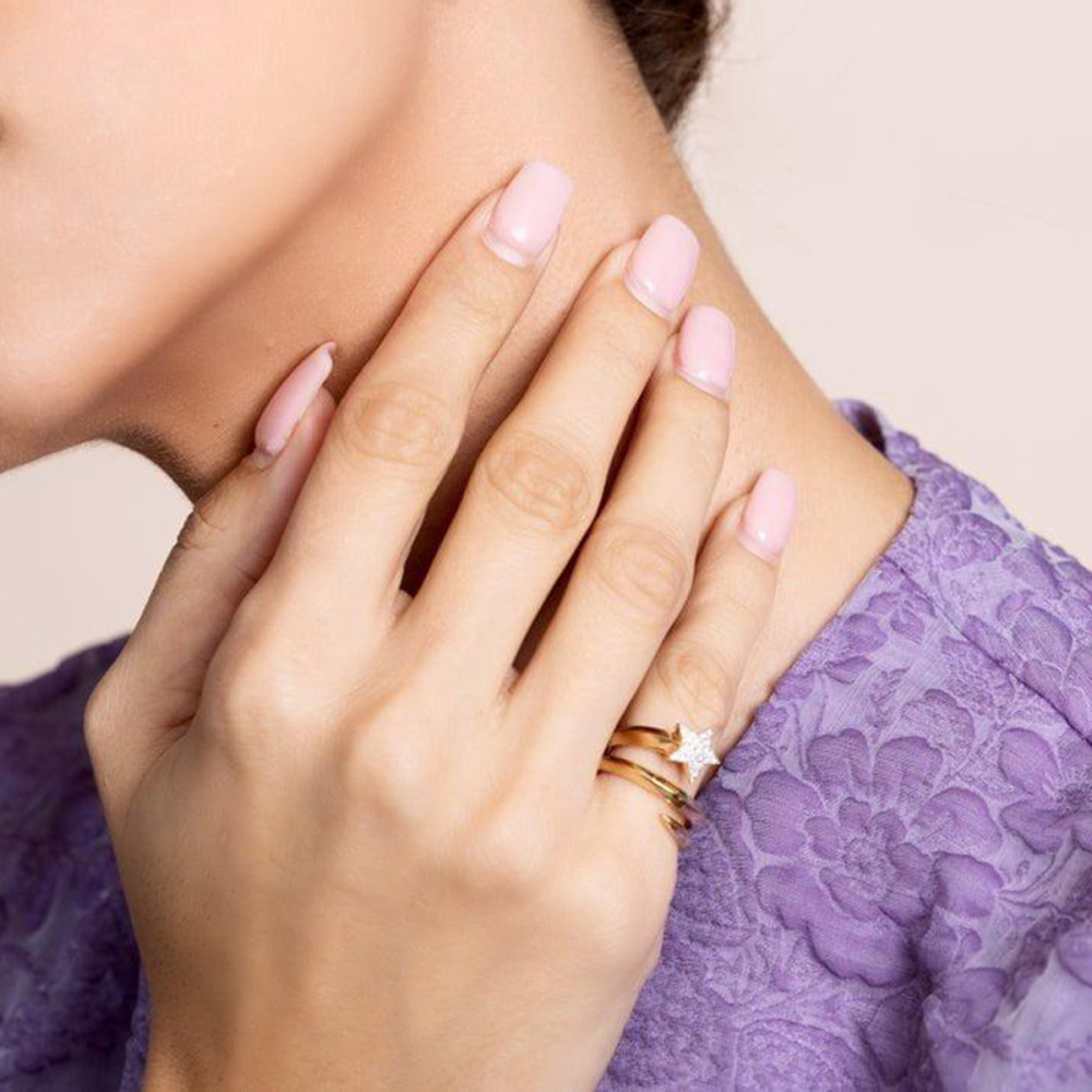Real Gold Plated 316 Stainless Steel  PVD Coated Star Waterproof Non Tarnish Casual Vacation Modern Style Rings For Women's