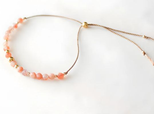 Adjustable Sunstone Gold Beaded Crystal Thread Woven Bracelet Women's Fashion Simple Style Corner Bead Bracelet Business Occasion