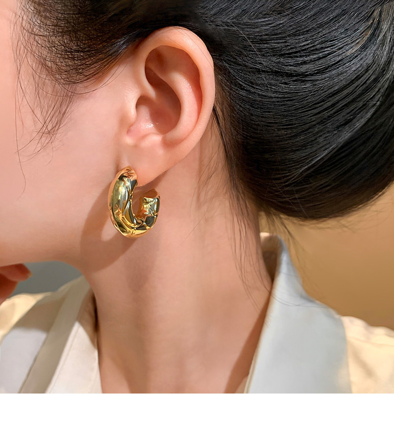 Golden Rhombus Pattern Earrings Women's Fashion Elegant Unique High-End Feelings Rose Story Geometric Design Copper Jewelry