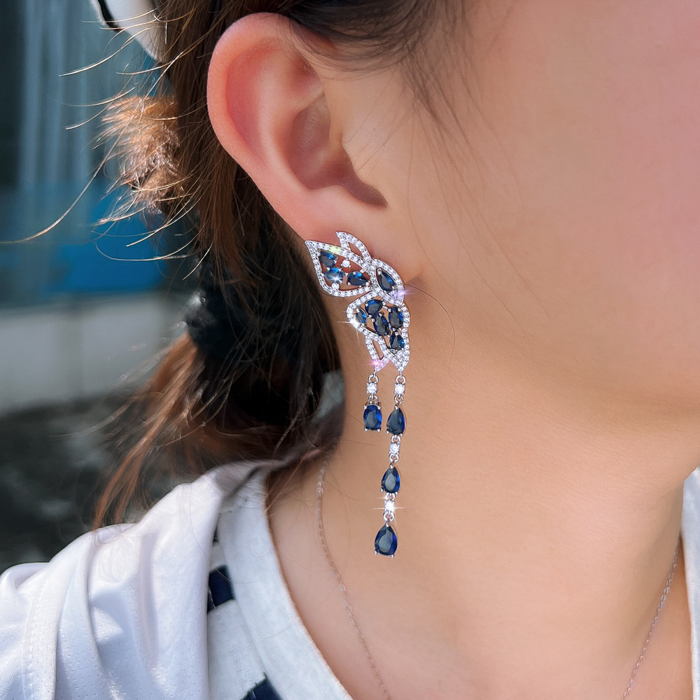 Elegant Long Teardrop Butterfly Tassel Earrings Copper Style Wedding Date Suitable Women's Fashion Jewelry Accessories