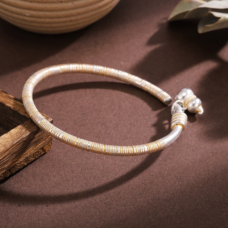 Silver Bracelet For Women Gold-Plated Fortune Gourd Open Vine Gourd Bracelet Youth Style Gift For Girlfriend New Chinese Style