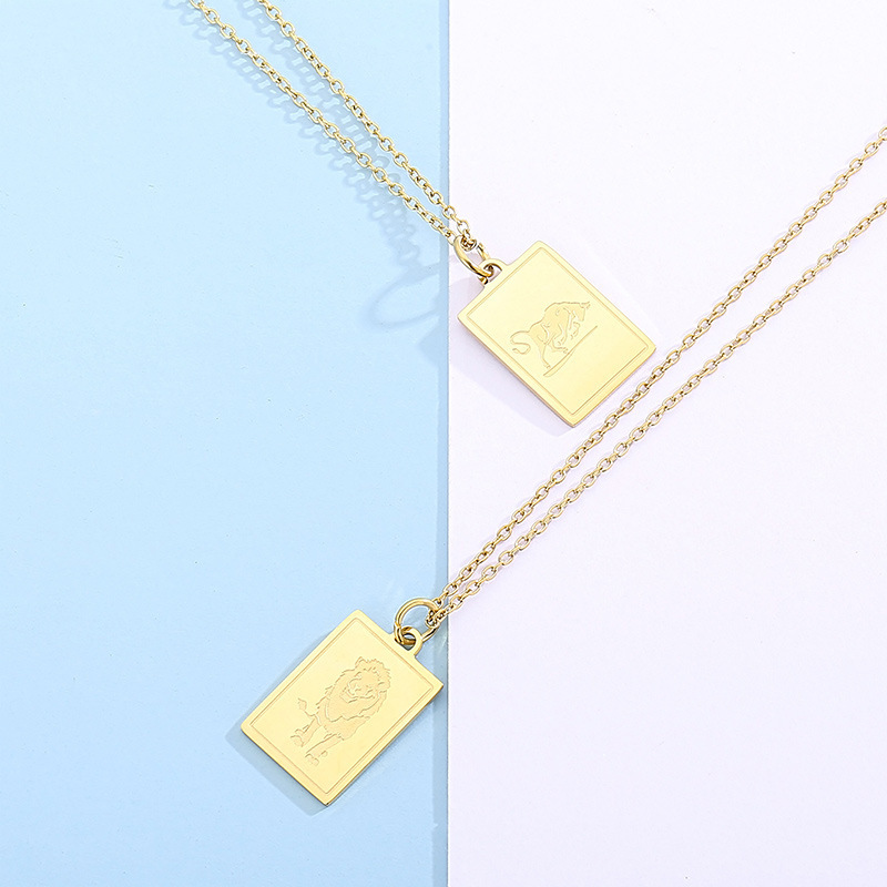 304 Stainless Steel Constellation PVD Coated 18k Gold Plating Simple Style Classic Style Plating Pendant Necklace