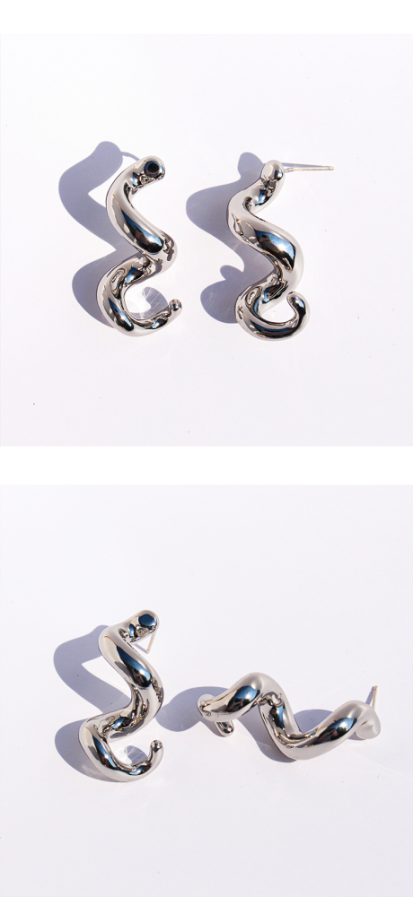 Exaggerated Casual Wave Spiral Twisted Line Metal Style Earrings Geometric Shape Daily Streetwear Accessories For Men And Women