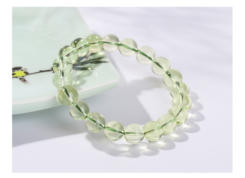 Natural Crystal Bamboo Leaf Green Bracelet Transparent Grape Color Jade Bracelet Geometric Pattern Simple Style Women's Jewelry