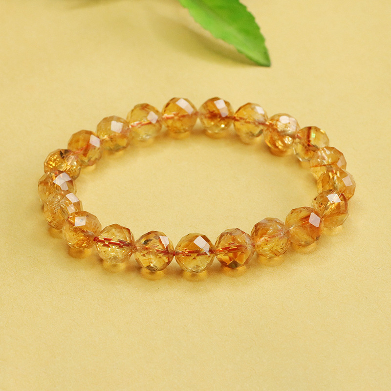 Aiyue Yellow Crystal Bracelet Polished Geometric Pattern Ethnic Style For Men And Women Birthday Party Jewelry Accessories