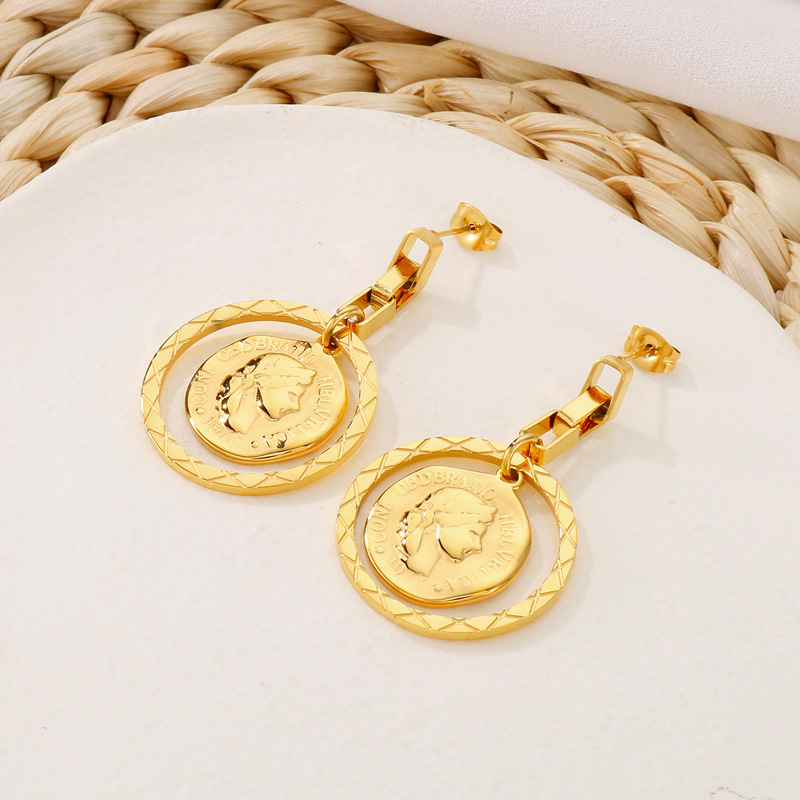 PVD Coated 18K Gold Plated Solid Color Stainless Steel Simple Style Classic Style Waterproof Non Tarnish Drop Earrings