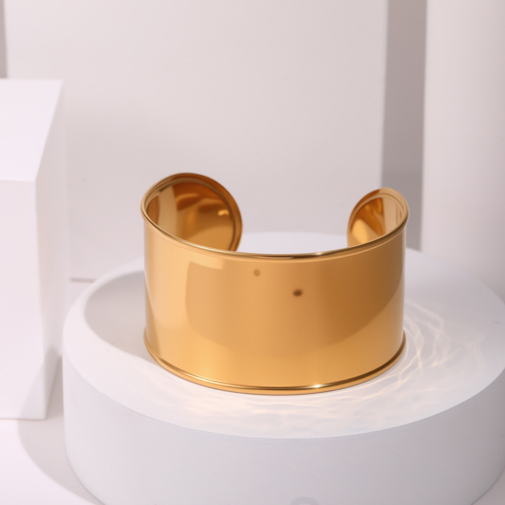 Exaggerated  Style Fashion Stainless Steel Bracelet Plated 18K Gold Geometric Texture Luxury Hand Jewelry