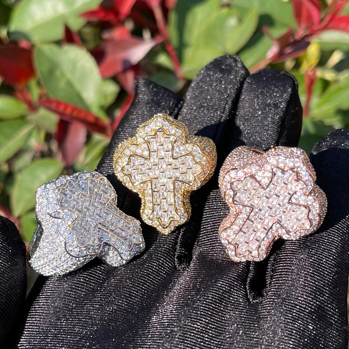 Trendy Personalized Hip Hop Arc Pattern Cross Ladder Square Ring Gold Plated Fashionable Man's Ring Street Style Accessories