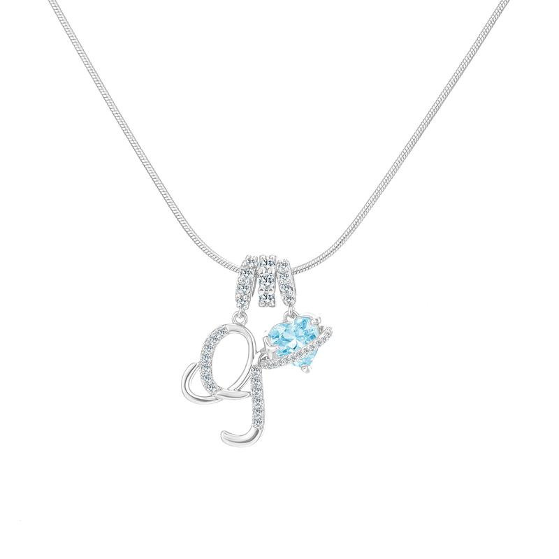 Sweet Heart Letter Pendant Necklace Jewelry Blue Sea Honey Best Friend Series Zircon Fairy Style For Women Copper Material
