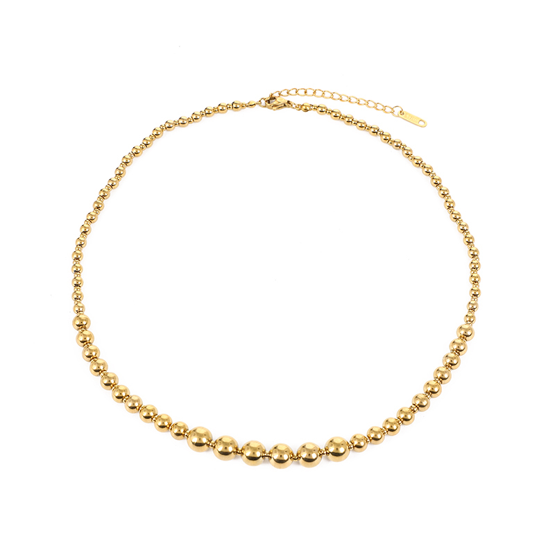 304 Stainless Steel Glass Pearl 18K Gold Plated Elegant Lady Classic Style Round Solid Color Necklace