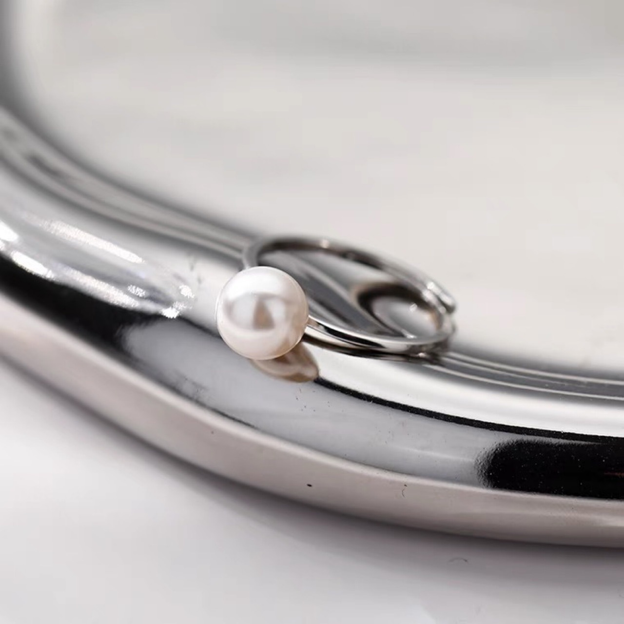 Natural Freshwater Pearl Ring For Women S925 Silver Adjustable Size Open Ring Sweet Style Jewelry Accessories