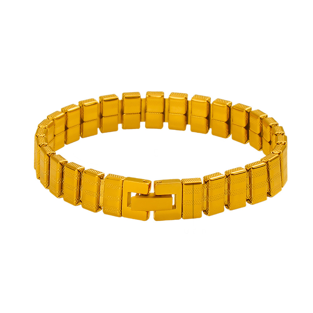 Adjustable Titanium Steel Stripe Bracelet Non-Fading Gold Plated Stainless Steel Wristband Women Jewelry Accessories