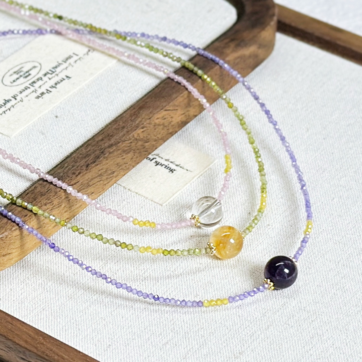 Minimalist Zircon Crystal Necklace Versatile Design Titanium Steel Geometric Pattern Women's Jewelry Accessory Purple Quartz