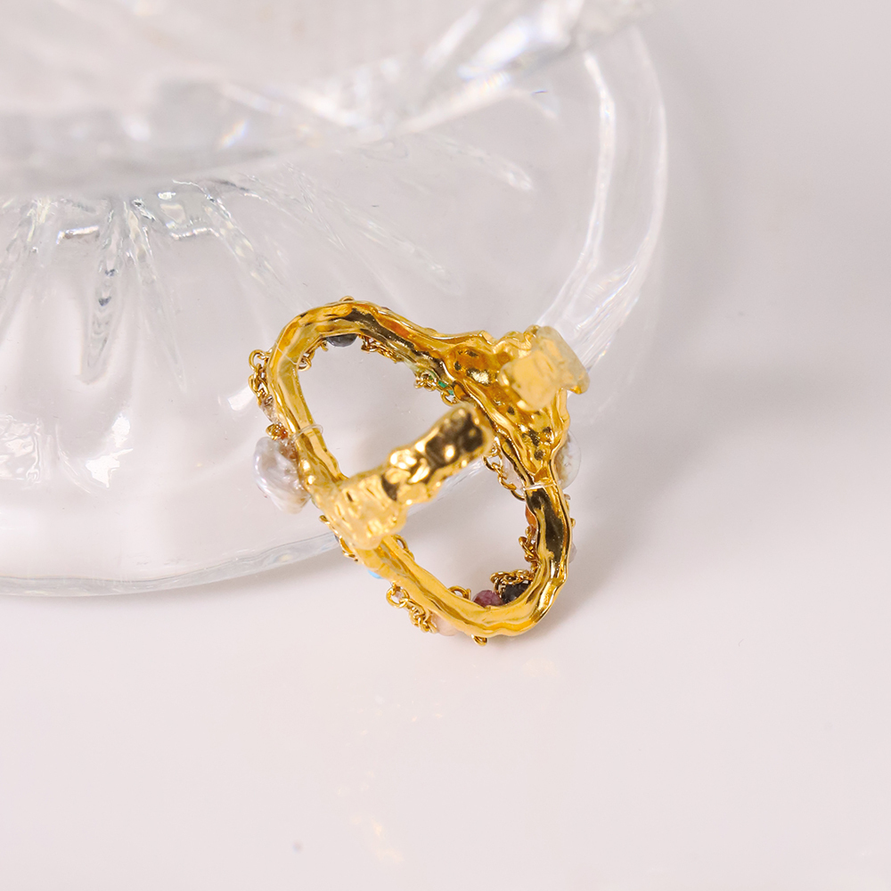PVD Coated Gold Plated Color Block 304 Stainless Steel Simple Style Classic Style Waterproof Non Tarnish Rings
