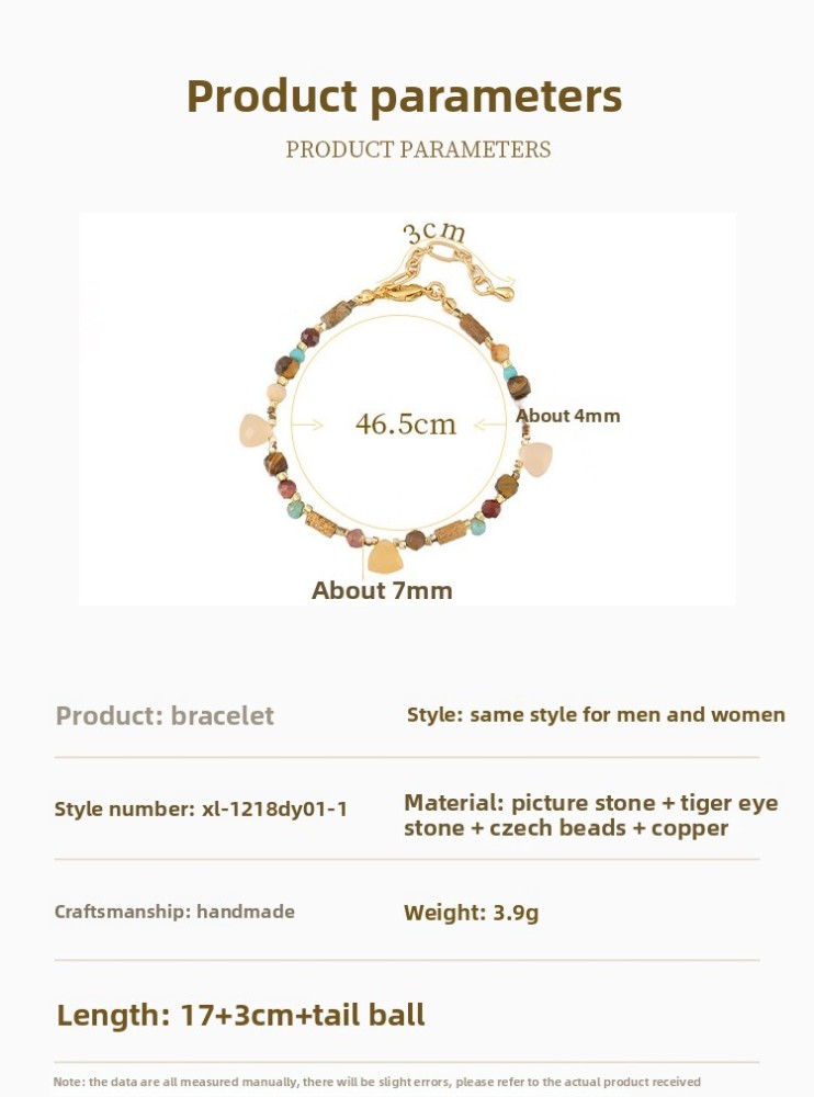 Yadengfeng Original Design Natural Picture Stone Necklace Czech Beads Set Women's Jewelry Accessories Triangle Round Handmade