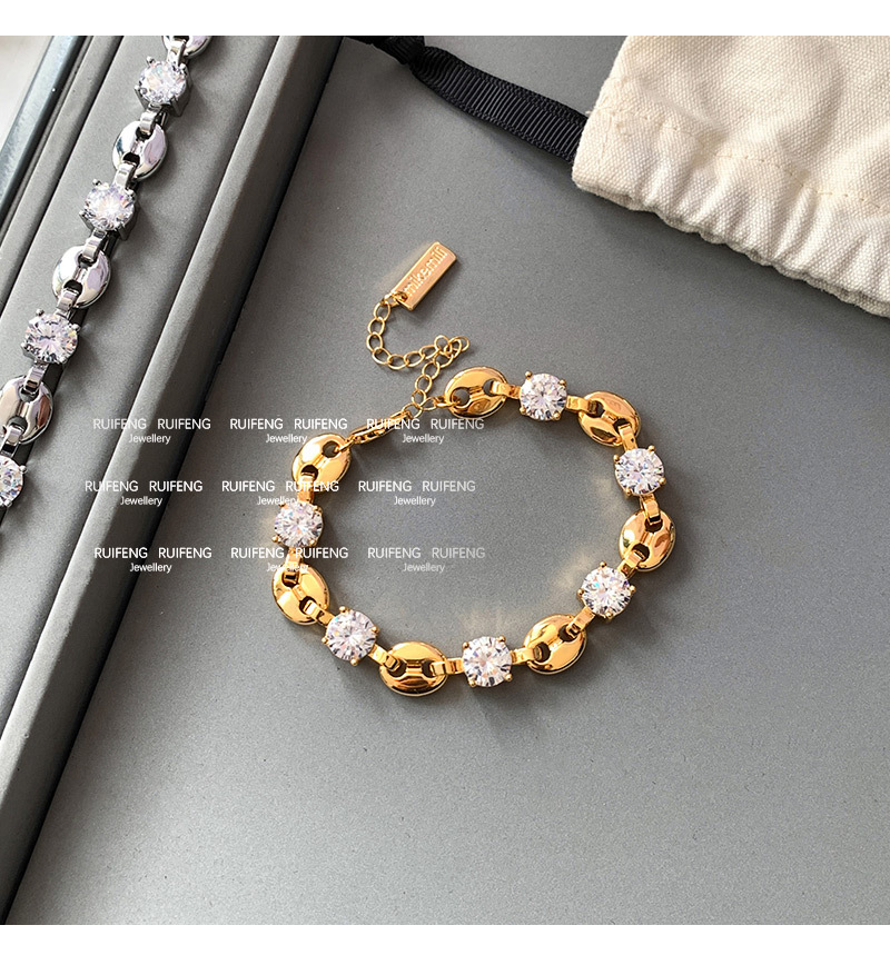 Summer Luxury  Zircon Pig Nose Bracelet Women's Elegant Geometric Pattern High-grade Fashion Jewelry