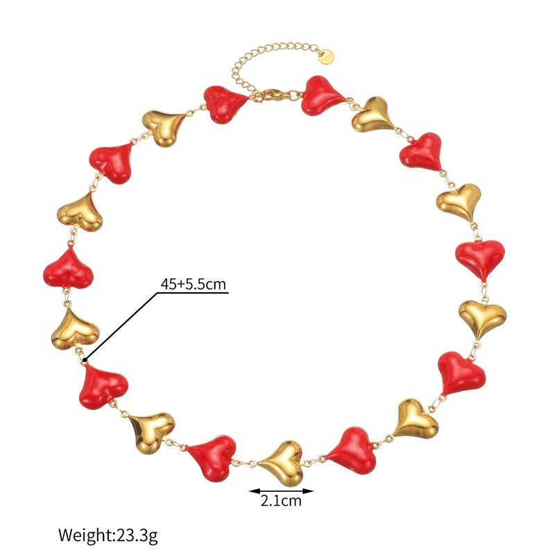 304 Stainless Steel Gold Heart Necklace Accessories For Women, Light Luxury, Non-Fading Sweater Necklace, Vacuum Plating (Furnace)