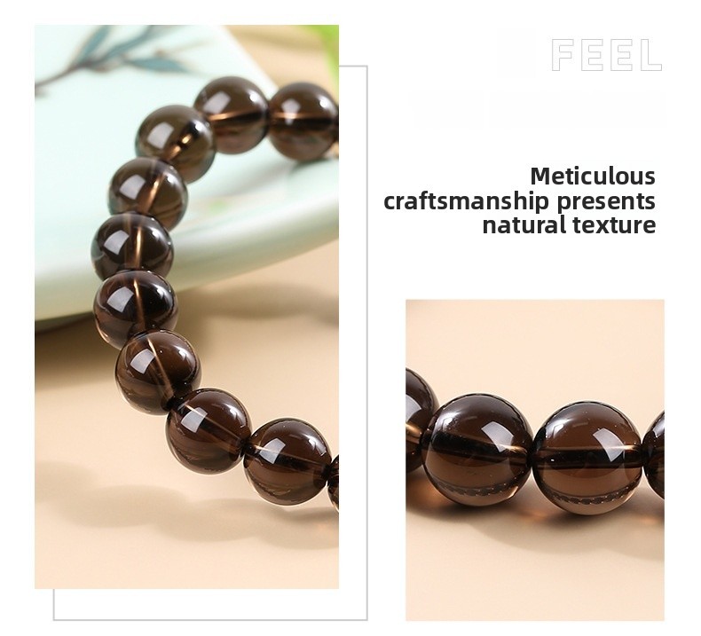 JD Jewelry 7A Tea Crystal Bracelet Ice Transparent Full Body Simple Unisex Couple Style Single Circle Round Bead Bracelet Classic Style