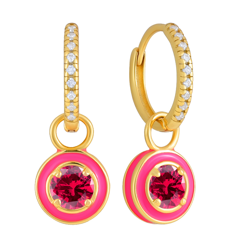 Copper Geometric PVD Coated Zircon 18K Real Gold Plated Basic Classic Style Inlay Drop Earrings