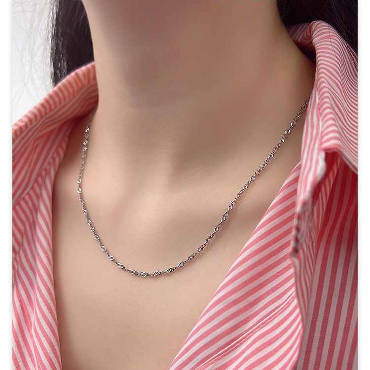 Stainless Steel Water Wave Chain Necklace Versatile DIY Jewelry Chain Unisex Fashion Simple Titanium Steel Clavicle Chain