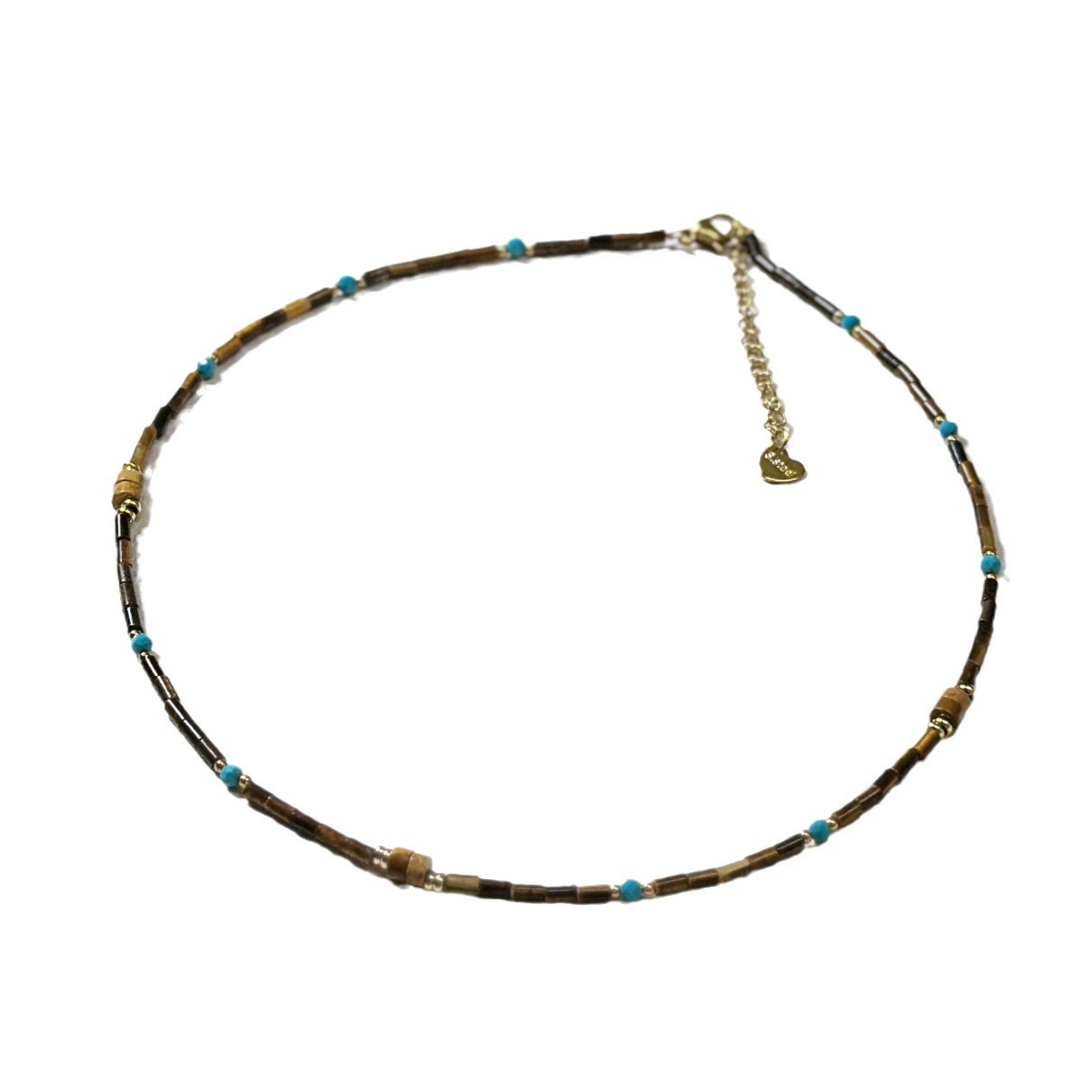 Fall Winter New Natural Stone Necklace Tiger Eye Agate Red Agate Beaded Necklace Ultra Fine Layering Clavicle Chain Titanium Steel Geometric Pattern Ins Style Women's Jewelry Accessory