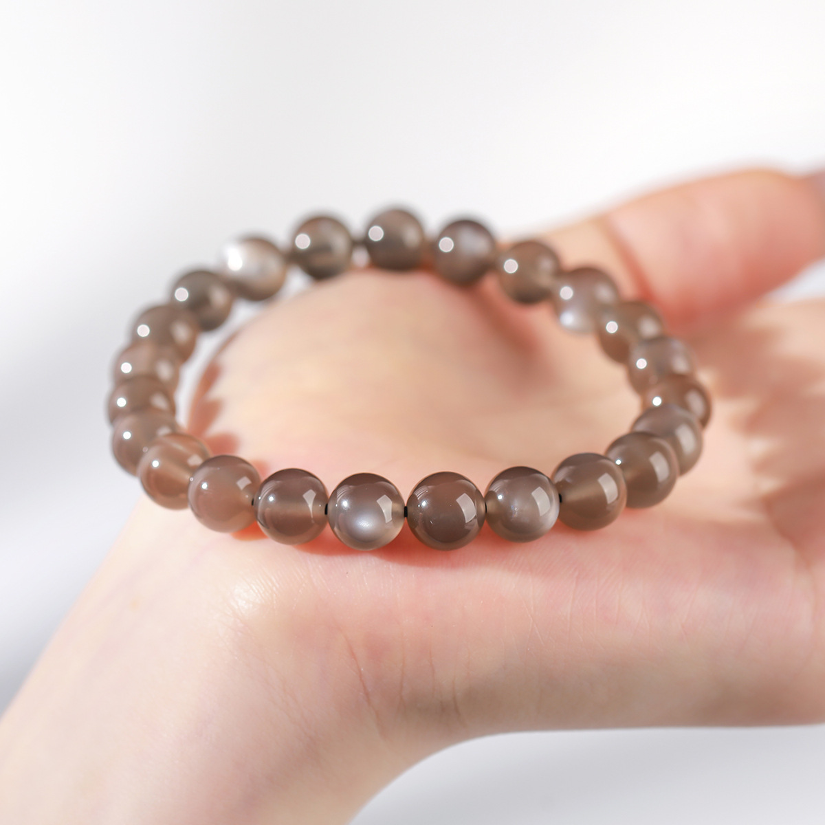 JD Jewelry 8A Natural Black Moonstone Bracelet Extended Fashion Simple Versatile Round Bead Classic Gift Bracelet