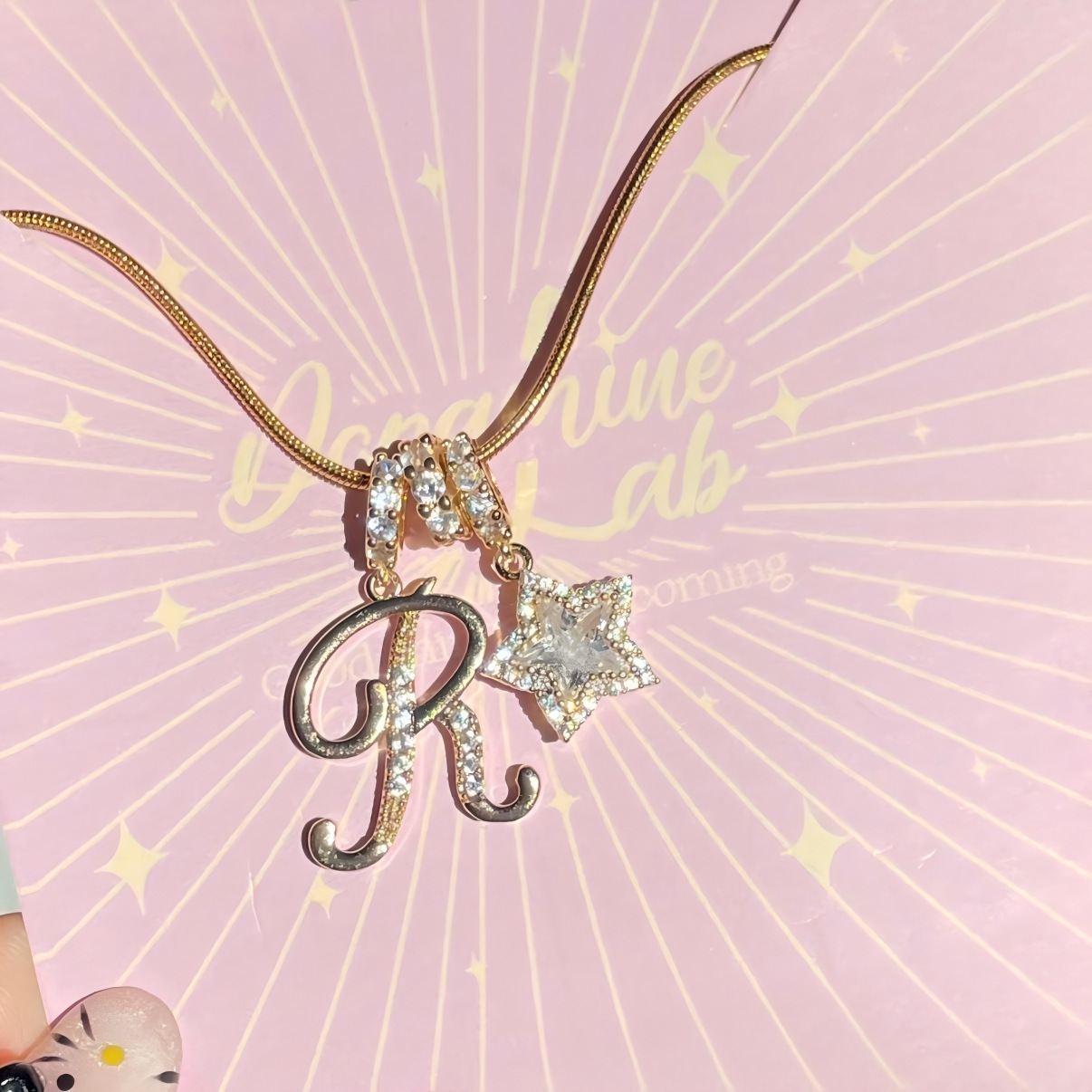 Dopamine Star Girl TK26 Letter Necklace Stainless Steel Chain Plated 22K Real Gold Decorated Luxury Style Women's Jewelry